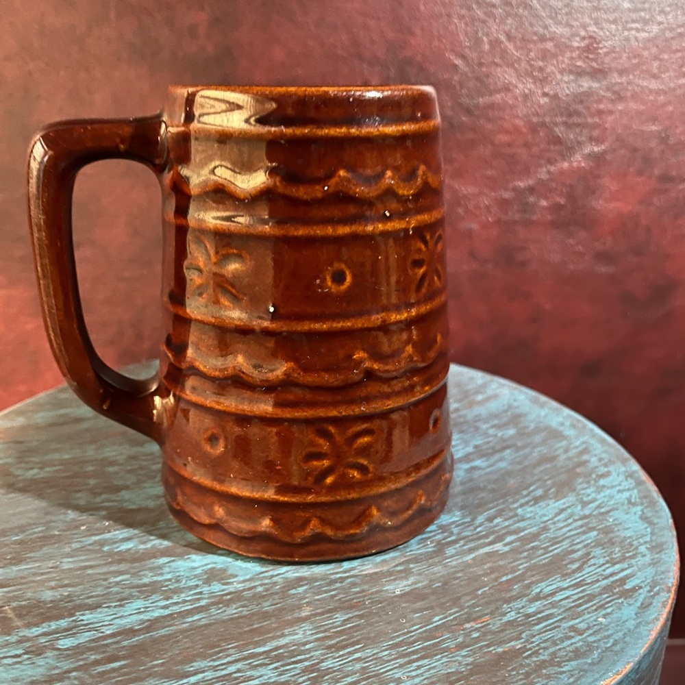 Vintage Marcrest Daisy Dot Mug Beer Stein Stoneware Pottery Brown USA S…